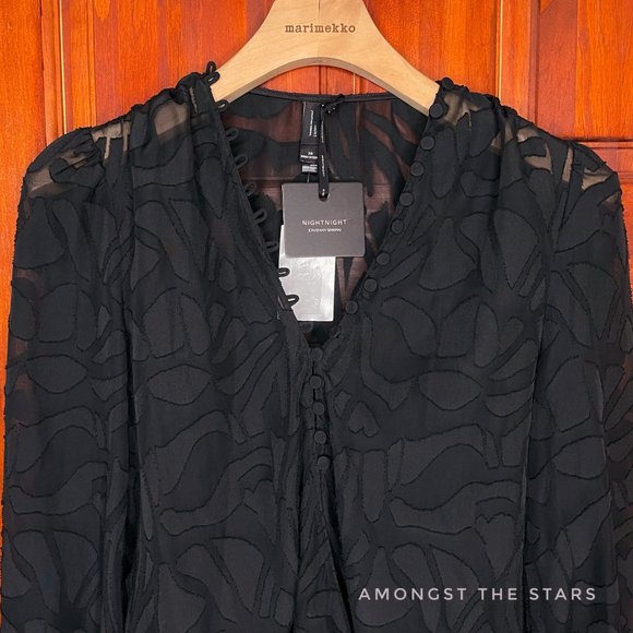 NIGHT NIGHT By Jonathan Simkhai Fil Coupé Black Long Sleeve Bodysuit - Picture 8 of 14